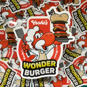 Chef Yoshi Logo Sticker | Mario Kart World | Die cut, vinyl, waterproof, sticker for laptops, phone case, water bottles