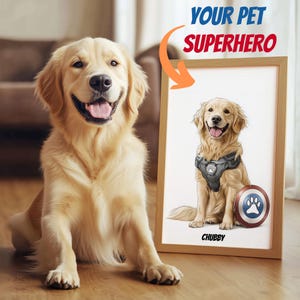 Superheld Haustier Benutzerdefinierte Hund Comic Art Stil Haustier Zeichnung Digitaler Hund Superheld Cartoon Wandkunst Dekor Personalisierte Haustierkunst für Hundeliebhaber Geschenk