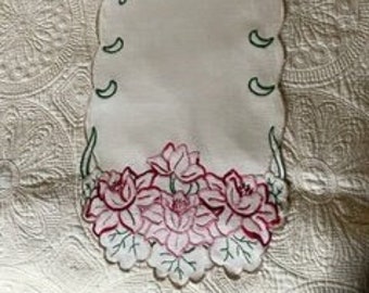 Floral Dresser Scarf - Very Nicely Embroidered