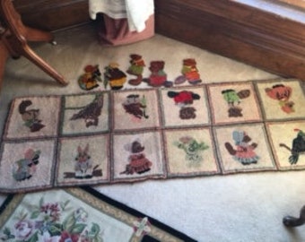 SALE! Arthur Scott Bailey Hooked Wool Character Rug - Extremely Rare! 1920's or Older