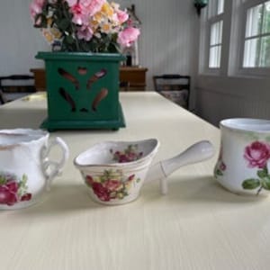 Sale! Roses Mustache and Shaving Mugs - Set of 3 - Great Condition