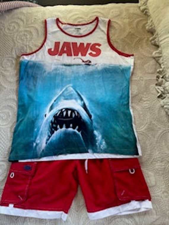 Jaws Tank Top and Ocean Pearl Trunks 1970s - 80s