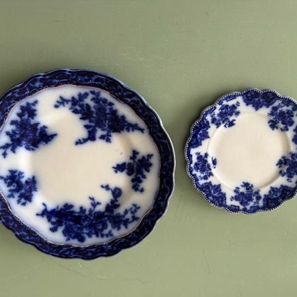 1820s Flow Blue Plates Set of Two