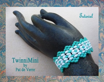 Tutorial sul braccialetto TwinniMini, SuperDuo, MiniDuo, perline ceche, modello, download istantaneo