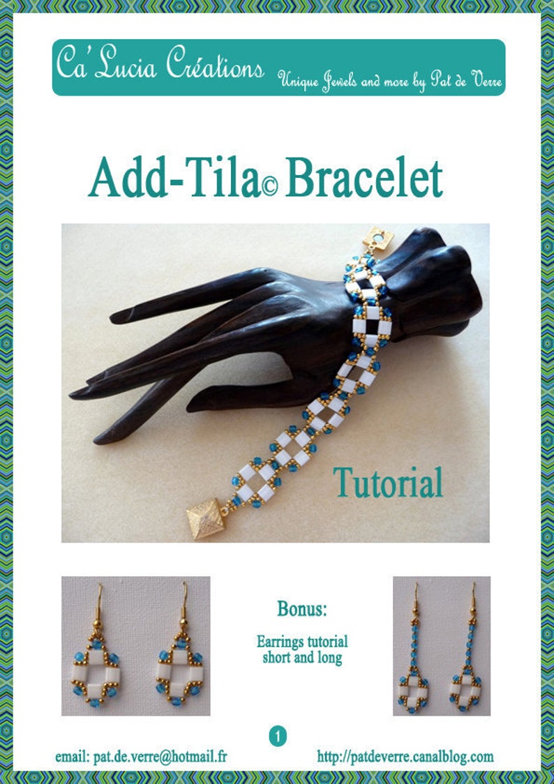 Add-Tila bracelet Beading tutorial Original Design by Pat de Verre Instant download image 2