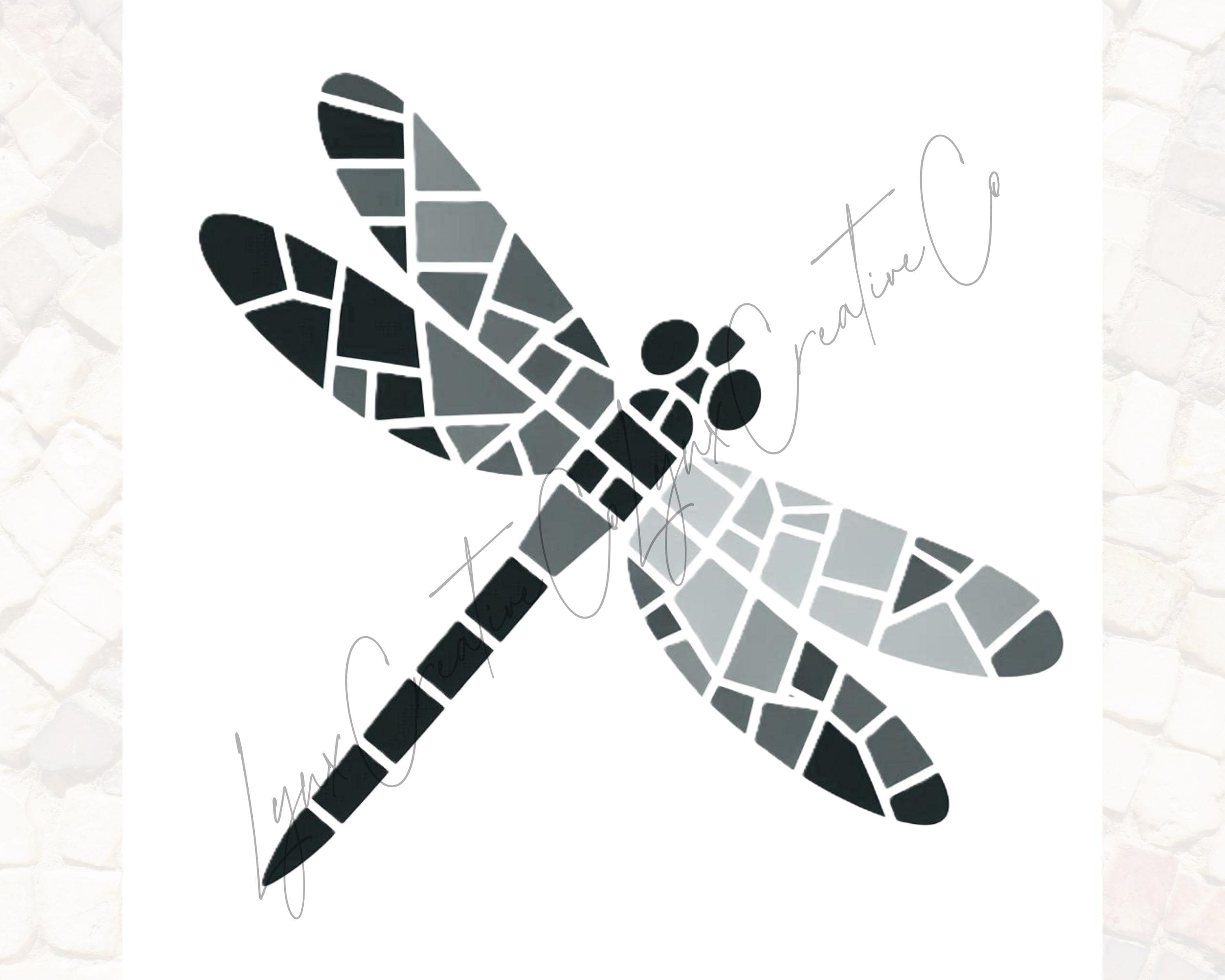 Dragonfly Mosaic Art Pattern Template – Digital Download – Printable ...