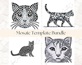 Plantilla de mosaico de gato – Descarga digital – Patrón imprimible – Para mosaicos de cerámica, vidrio, azulejos, papel y acrílico – Plantilla para manualidades DIY