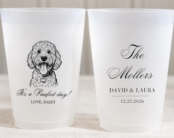 Custom Pet Wedding Frosted Cups, Pet Wedding Favors, Personalized Shatterproof Cups, Animal Wedding, Dog Cat Frosted Cups