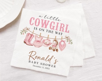 A Little Cowgirl Is On The Way Napkins, Cowgirl Baby Shower Napkins