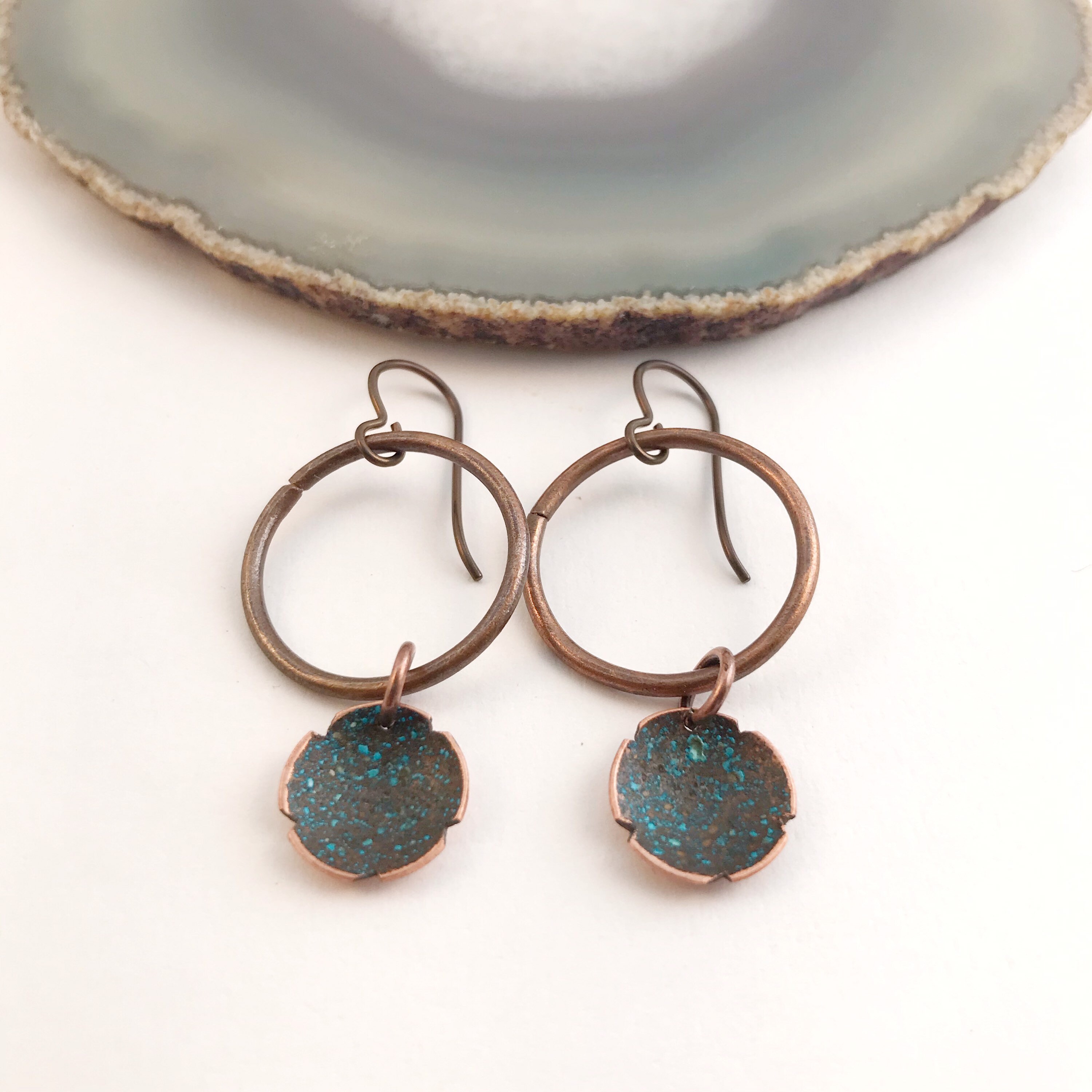 Blue hoops blue hoop earrings floral earrings blue flowers Etsy