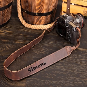 Personalized Genuine Leather Camera Strap, Custom Strap for Pro and Hobby Photographers, Gift for Him, Gift for Her, Photographer's Gifts