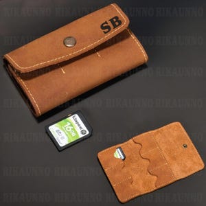 Personalized Leather SD Card Holder with 6 Card Slots, Leather SD Card Case for Nintendo Switch Games, Minimalist Design Memory Card Gift