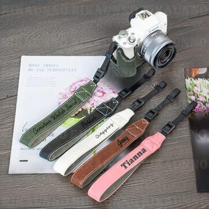 Personalized Leather Camera Strap Gift Custom Strap for Photographers Canon Micro Single Camera Holder, Gift for Him/ Her, SLR Accessories