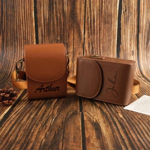 Personalized Leather Camera Shoulder Bag with Adjustable Strap,Custom Camera Bag for Mini Camera,Mirrorless & Film Cameras,Photographer Gift