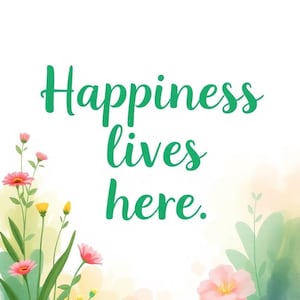 Happiness lives here Poster, Wall Art, Decor, Animal Art Print, Playroom Decoration, Printable Instant Downloadable, PDF + PNG