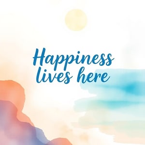 Happiness lives here Poster, Wall Art, Decor, Animal Art Print, Playroom Decoration, Printable Instant Downloadable, PDF + PNG