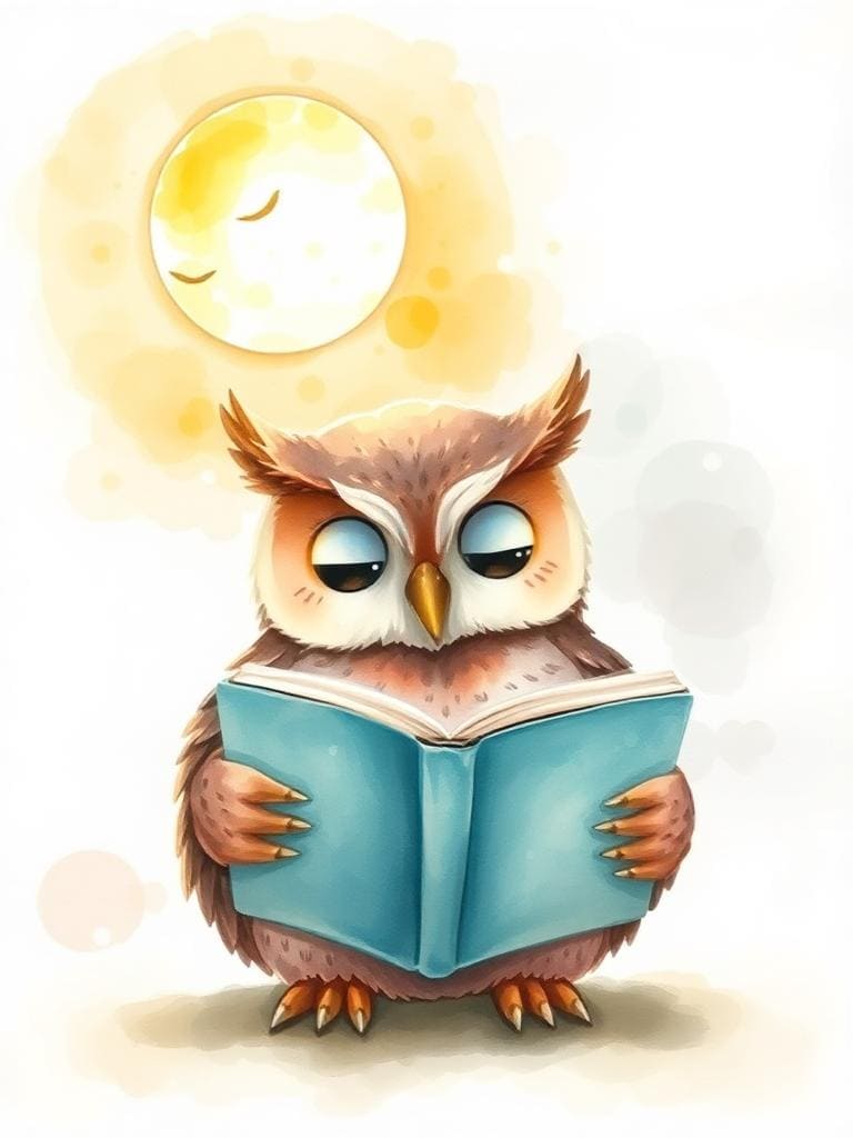 Little Owl Reads, Kids Room Wall Art, Decor, Animal Art Print, Playroom Decoration, Printable Instan