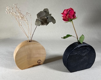 Handmade Maple Wood Dried Flower Vase, Rustic Home Decor