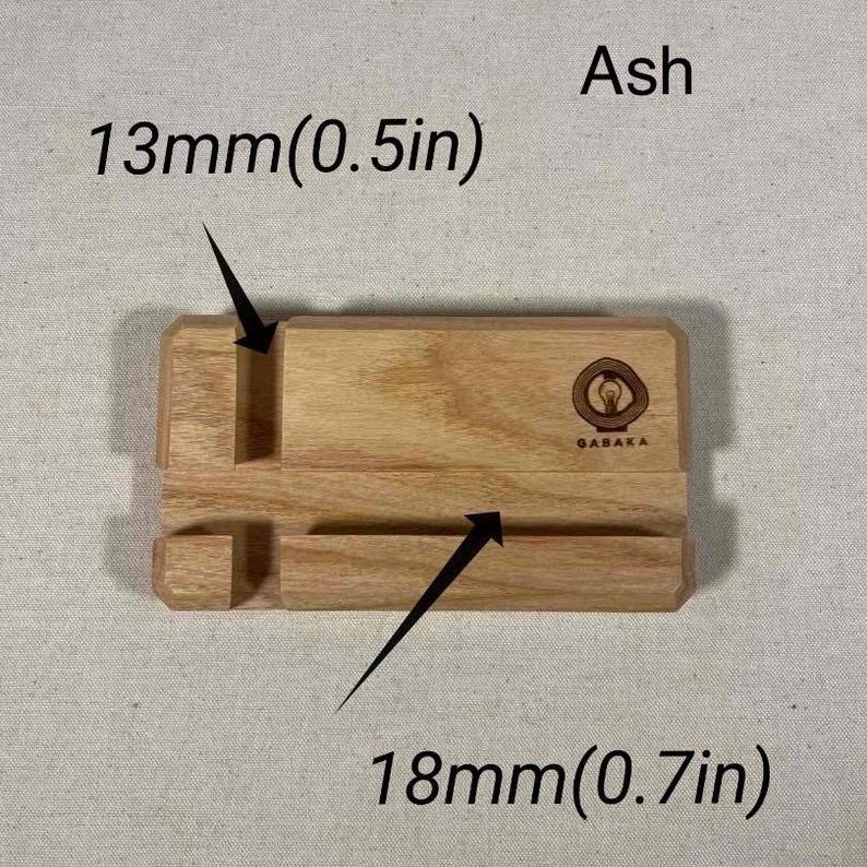 Wooden Phone Stand, Natural Wood Phone Holder, Eco-Friendly Oak/Walnut, Handmade image 11