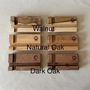 Wooden Phone Stand, Natural Wood Phone Holder, Eco-Friendly Oak/Walnut, Handmade image 3