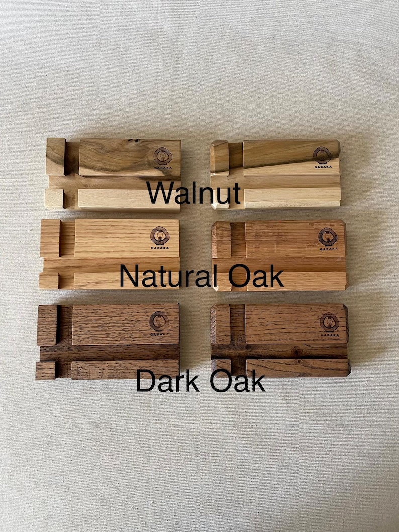 Wooden Phone Stand, Natural Wood Phone Holder, Eco-Friendly Oak/Walnut, Handmade image 3