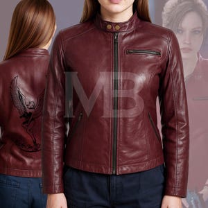 RE2 Claire Manteau tendance en cuir véritable pour femme Veste en cuir rouge avec fermetures à glissière Veste en cuir véritable faite main