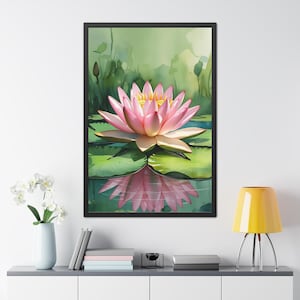 Pink Water Lily Wall Art Print | Botanical Flower Art | Nature-Inspired Home Decor | Watercolor Lily Pad Artwork | Floral Pond Art Poster