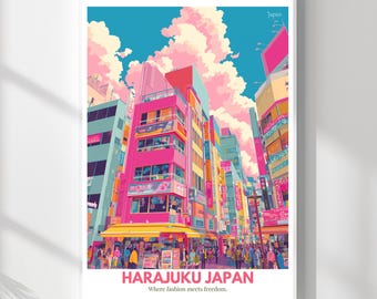 Japanese Harajuku Wall Art – Tokyo Fashion Street | Colorful Manga Style Japan Illustration