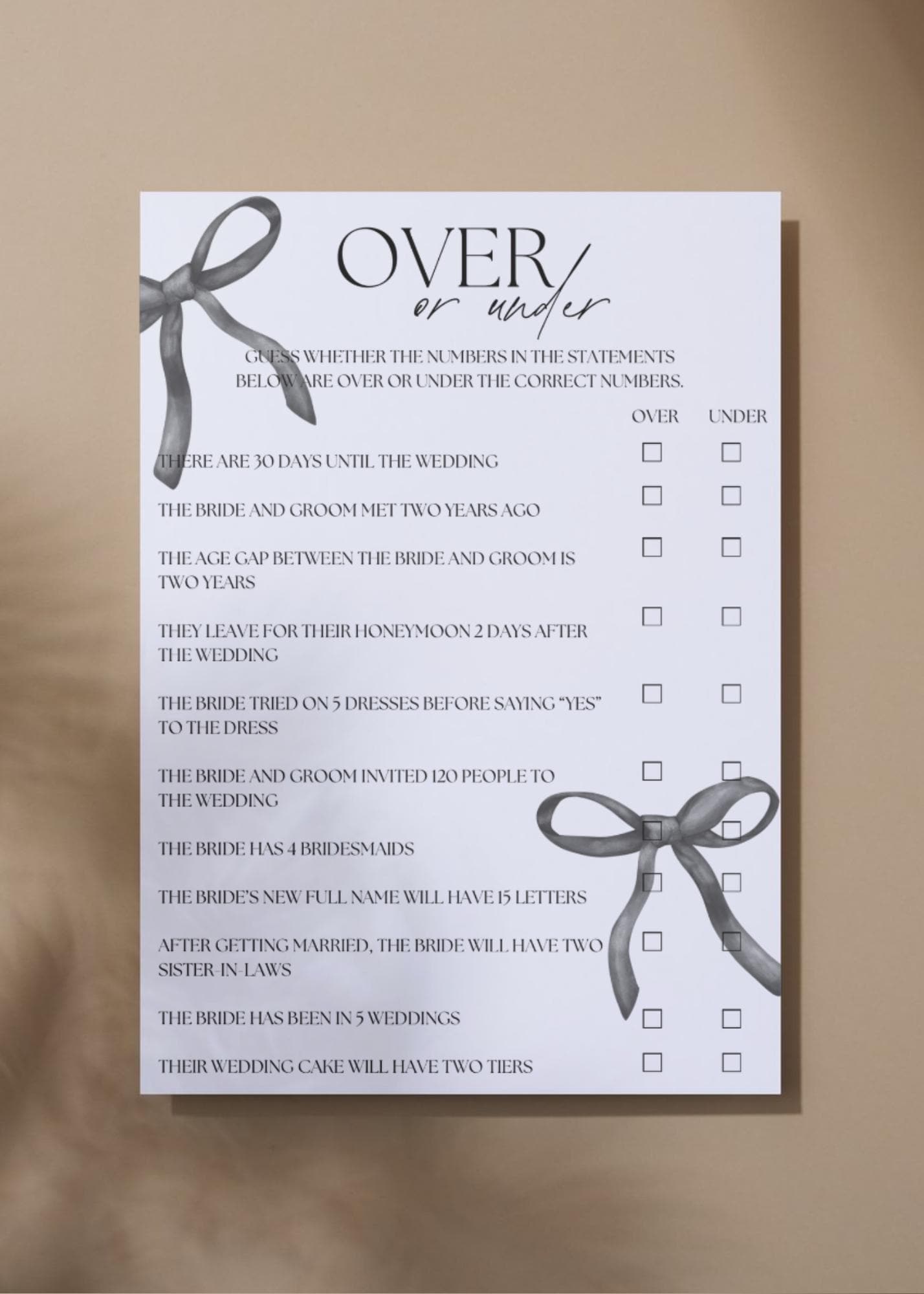 Black Bow Bridal Shower Games