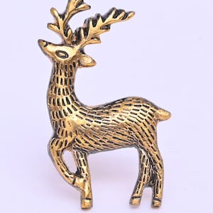Deer Stag Drawer Knob: Vintage Gold Animal Pull, Handmade