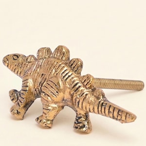Dinosaur Drawer Knob: Golden Antique Aluminum, Kids Room Decor