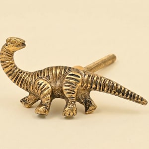 Dinosaur Drawer Knob: Golden Antique Aluminum, Kids Room Decor