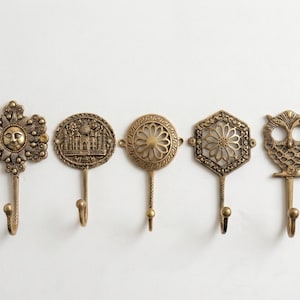 Brass Wall Hooks Vintage Decorative Coat Hanger Rack Entryway Organizer Rustic Farmhouse Bathroom Storage