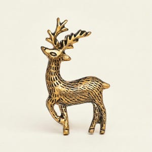 Deer Stag Drawer Knob: Vintage Gold Animal Pull, Handmade