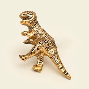 Dinosaur Drawer Knob: Golden Antique Aluminum, Kids Room Decor