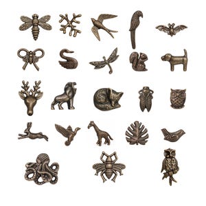 Tiradores de bronce antiguo con forma de animales para armarios, tiradores de cajón con motivos boscosos (hierro)