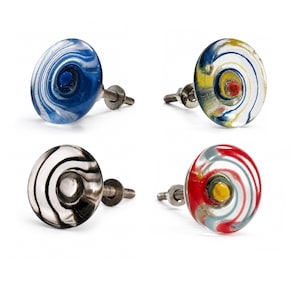 Tirador de armario de cristal con diseño de espiral multicolor hecho a mano, tirador de cajón en espiral colorido, tirador de armario de estilo bohemio, regalo