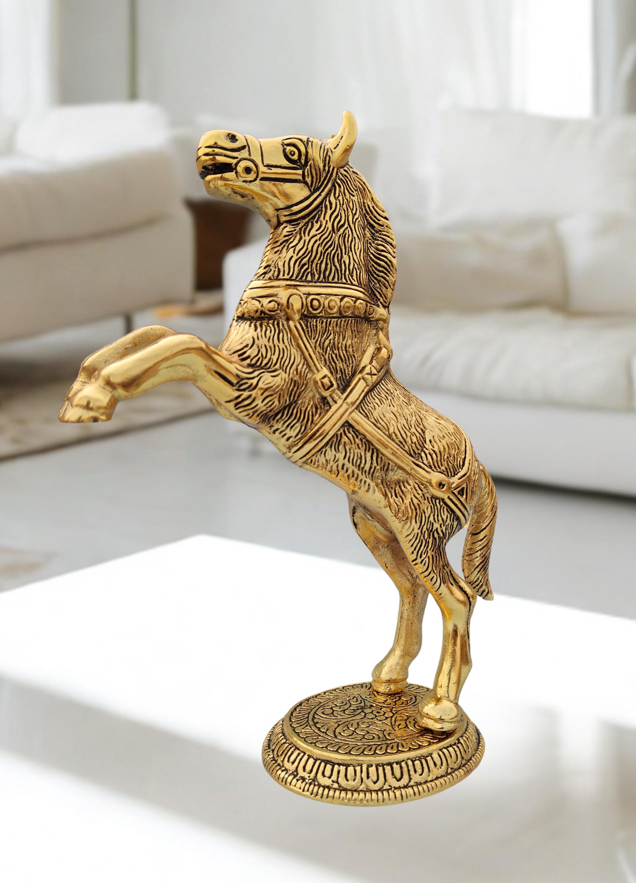 黄金のアンティーク馬像：LuxeKart 乗馬彫刻 - Etsy 日本