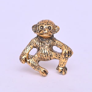Monkey Drawer Knob: Golden Antique Aluminum Pull - Jungle Theme Decor