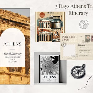 3 Days in Athens Itinerary | Digital Travel Guide PDF + Poster + City Map + Travel Notes | Athens Trip Planner for Greece Vacation