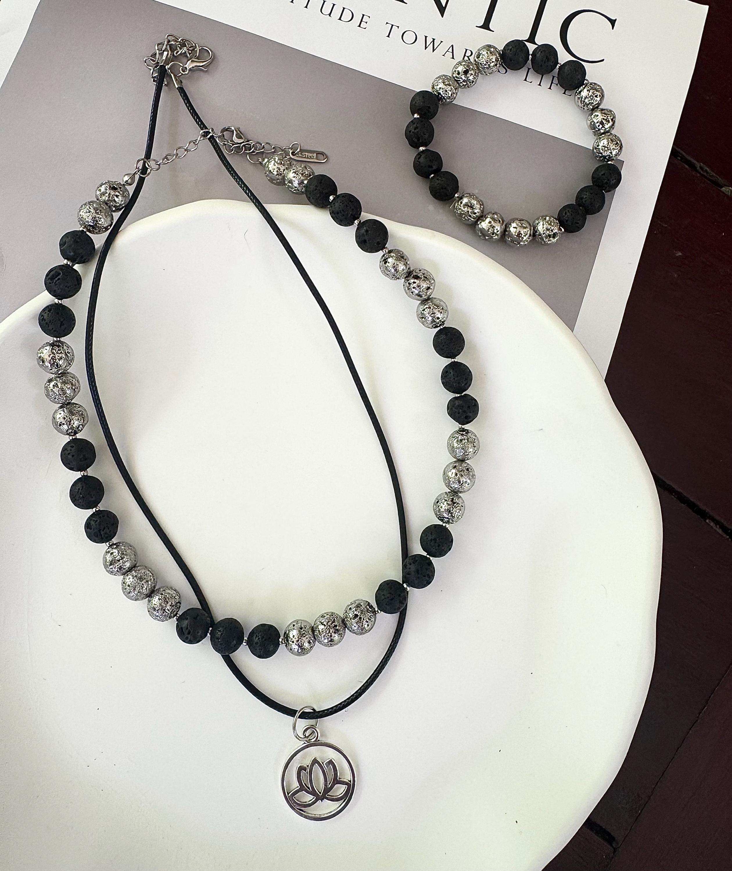 Volcanic Stones Vintage Matching Necklaces 2 KELMARI VOLCAN LAVA STONE DAINTY NECKLACE | HANDMADE JEWELRY  main image 4