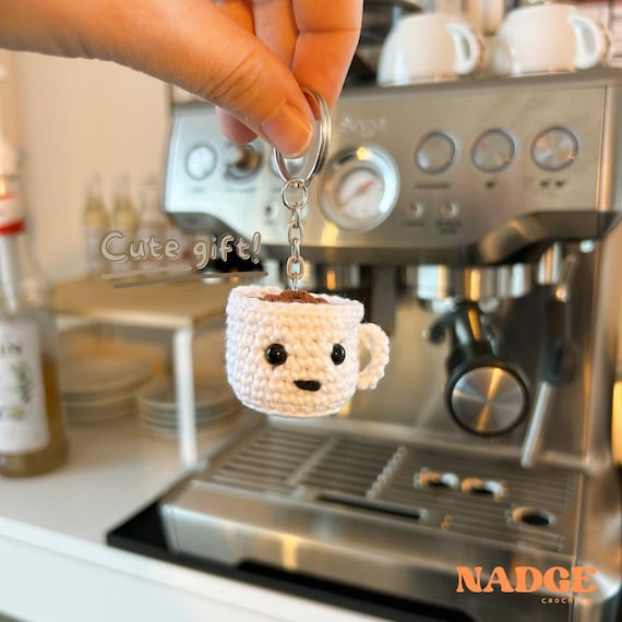 Crochet Coffee Cup Keychain: Handmade Amigurumi Plush Bag Charm - Etsy