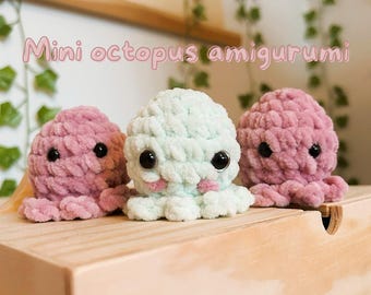 Handmade Mini Crochet Octopus Plush: Chenille Yarn Desk Buddy