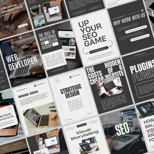 Progettazione di siti web, modelli per social media, post e storie di Instagram, modelli modificabili per Canva.