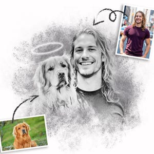 Ritratto di un animale domestico, aggiungi una persona cara alla foto, ritratto commemorativo per un padre o una madre defunti, regalo per una persona cara scomparsa, ricordo di una persona cara scomparsa