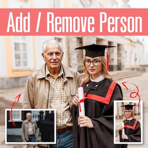 Ritratto commemorativo personalizzato: aggiungi il padre scomparso alla foto, regalo premuroso per la festa del papà per la famiglia, modifica foto di laurea personalizzata