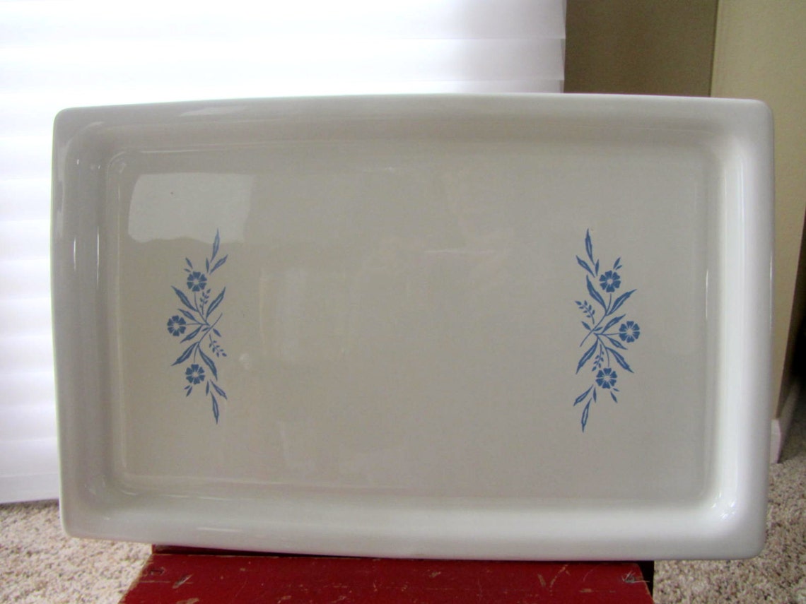 Vintage CORNING WARE Serving Tray Broil Bake Cornflower Blue Etsy