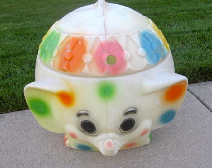 Retro ELEPHANT Toy Chest Polkadot Colorful Nursery Blow Mold Etsy