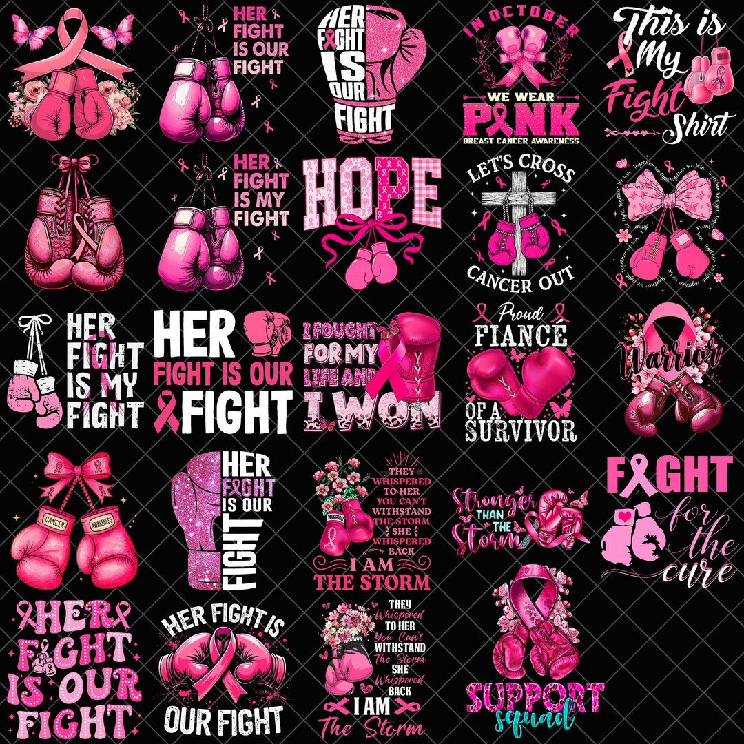 Breast Cancer Awareness Boxing Glove PNG, Slay Pink Ribbon Fighter ...