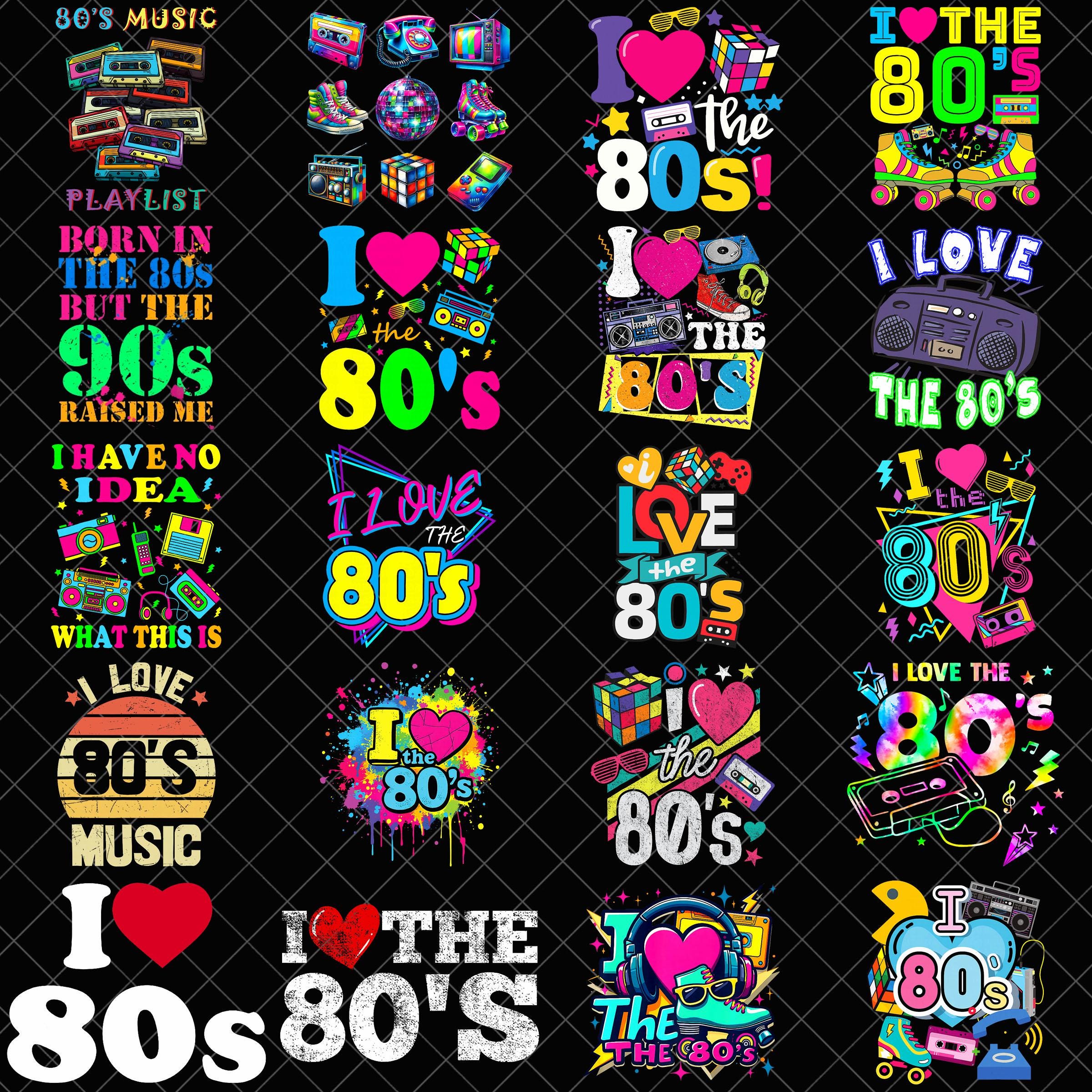 80s Retro PNG Bundle, I Love the 80s PNG, Back to the 80s Png